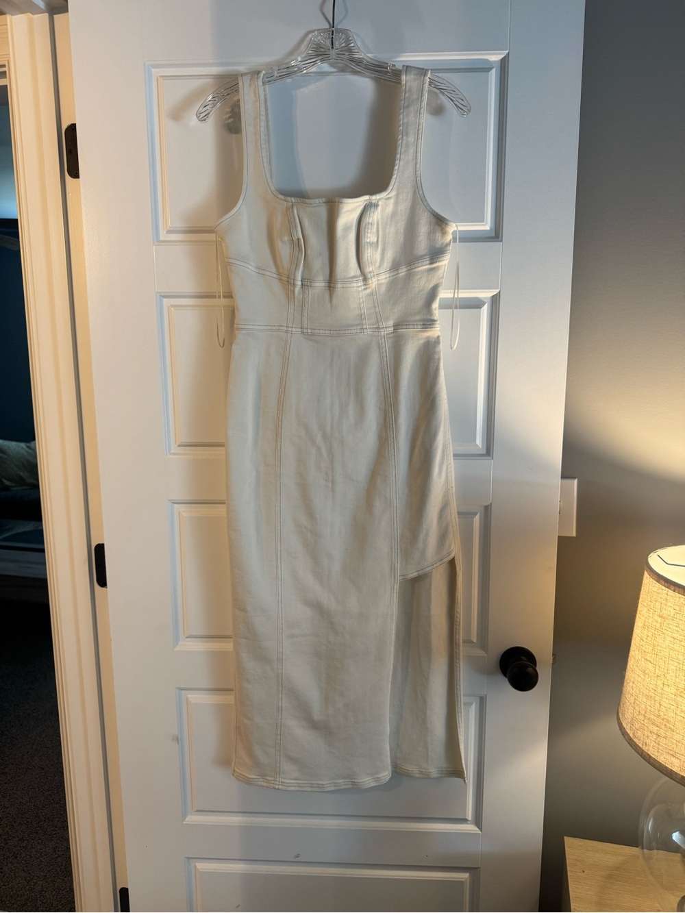 Anthropologie Women’s Cream Square-Neck Midi Dress